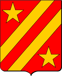 De gueules à deux barres d'or, accompagnées de deux étoiles de même